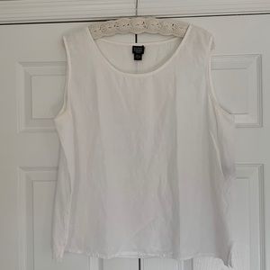 Eileen Fisher white sleeveless linen top.